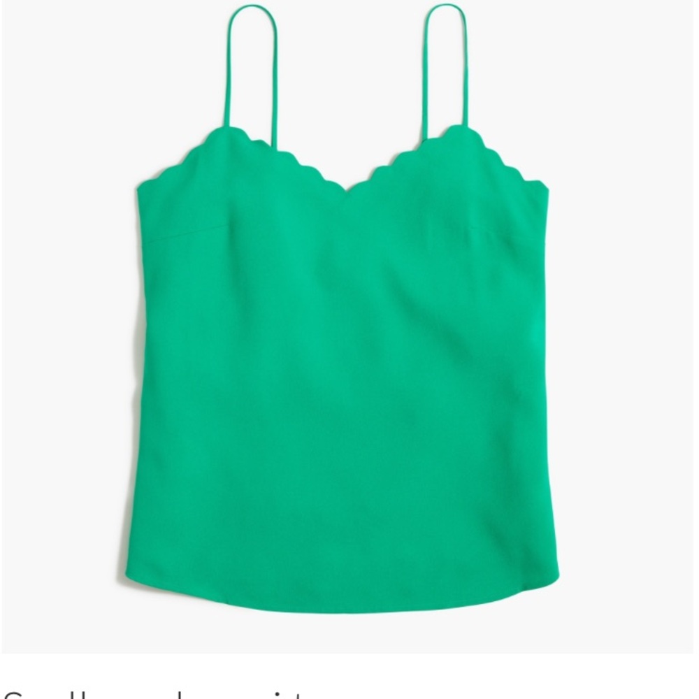 J. Crew Green Scallops Cami Top. Size 10